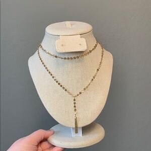 EUC - Baublebar Multi-Layer 'Y' Gold-Tone Necklace 22"